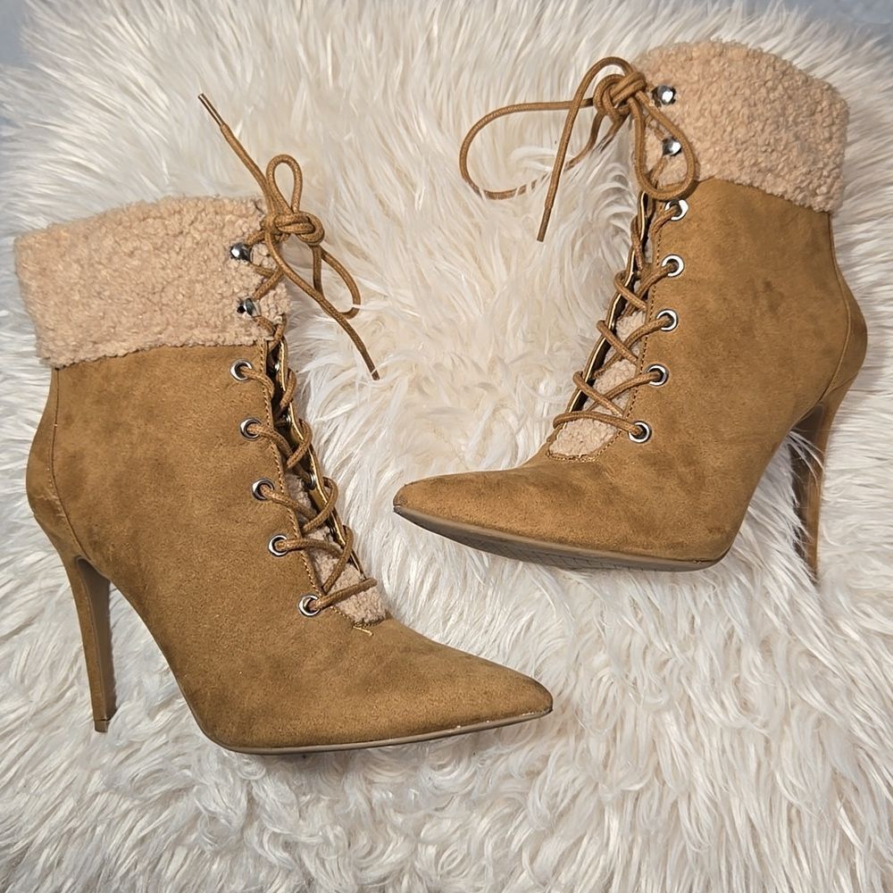 Jessica Simpson pirlie boots Faux Fur Sz 7.5 Heels